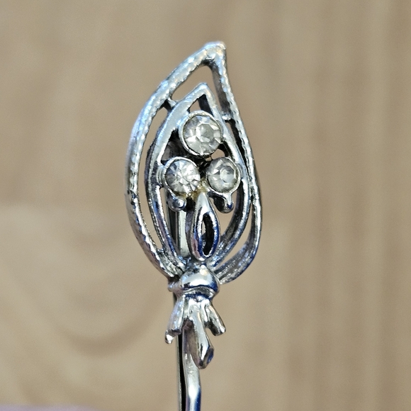 1/$5 or 3/$10 Vintage Rhinestone Silver-toned Metal Hair Pins Accessories - Picture 4 of 10